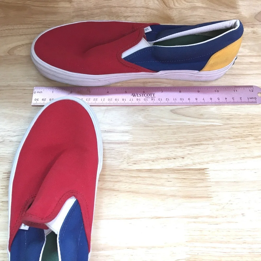 Vans Colorblock Classic Slip On Sneakers 9M 10.5W‎ Red Blue Yellow